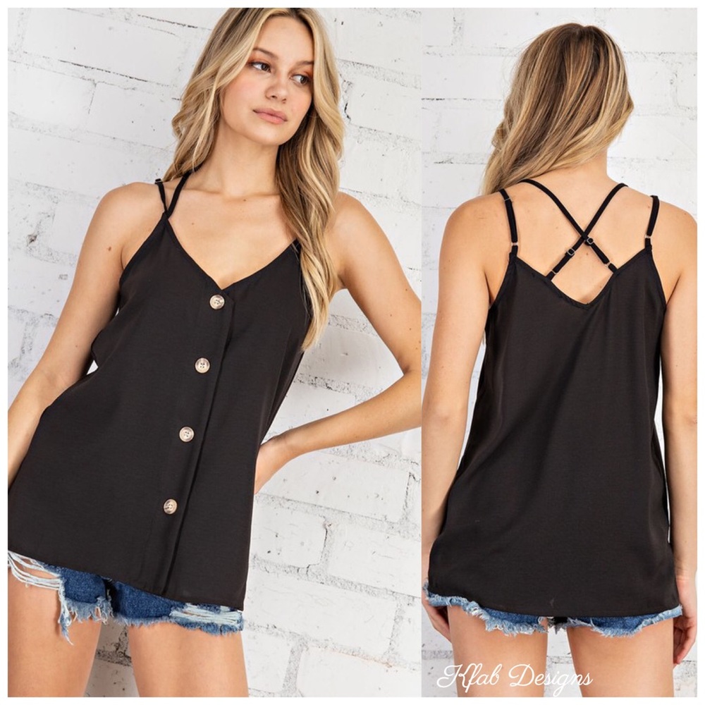❤️LAST! V Neck Double Adjustable Strap Button Top! - Picture 1 of 5